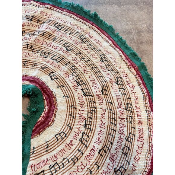 Fabric  Christmas Tree Skirt Hand Painted  It Came Upon A midnight Clear Vintage - Picture 9 of 13